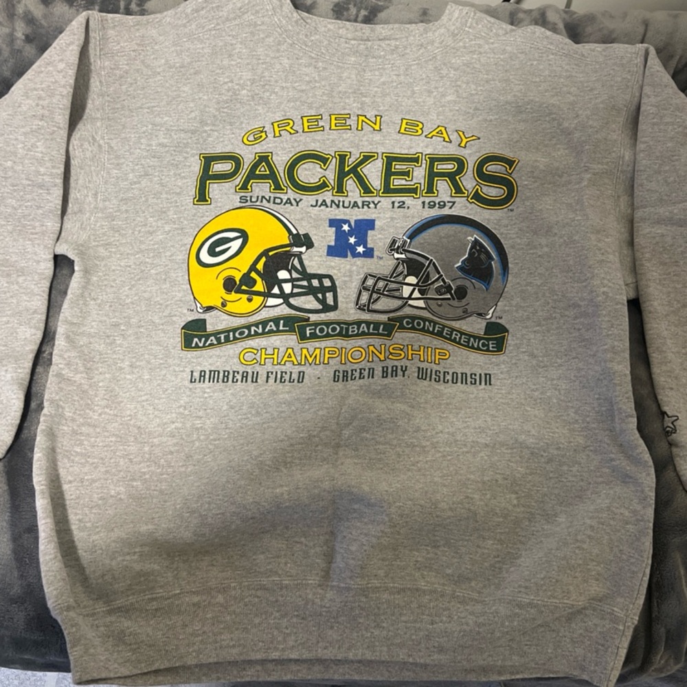 Green Bay Packers vs New England Patriots 1997 NFL Championship crewneck Size-L